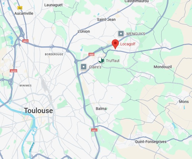 Carte de localisation de LocaGolf, au Nord Est de Toulouse, près de L'Union